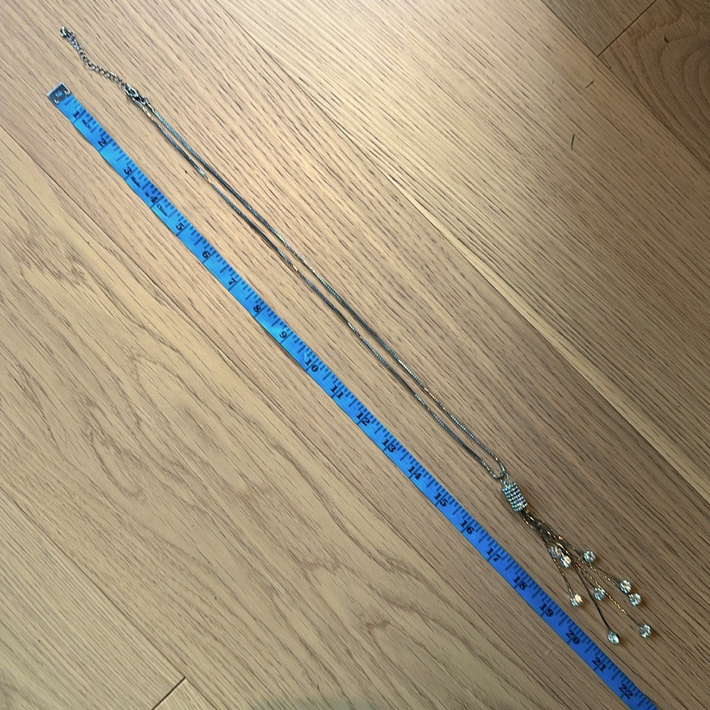 Silver and Rhinestone Long Necklace - Picture 4 of 5